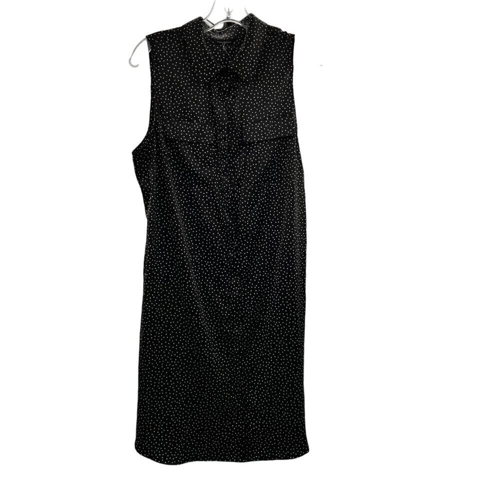 Violets & Roses Sleeveless Button Down Black/White Polka Dot Shift Dress 12 New - Picture 1 of 10